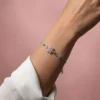 Pembe Renk Lotus Çiçeği Kadın Gümüş Bileklik