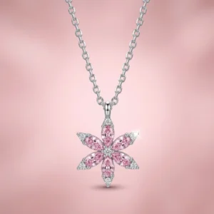 Pembe Lotus Çiçeği Gümüş Kadın Kolye Modeli