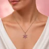 kol102 Pembe Lotus Çiçeği Gümüş Kadın Kolye Modeli