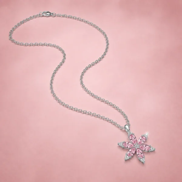 kol103 Pembe Lotus Çiçeği Gümüş Kadın Kolye Modeli