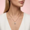 Rose Baget Taşlı Gümüş Kadın Kolye Modeli