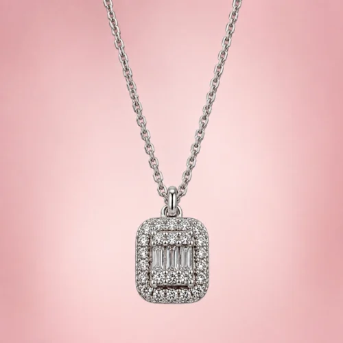 kol180 Mini Baget Taşlı Gümüş Kadın Kolye Modeli