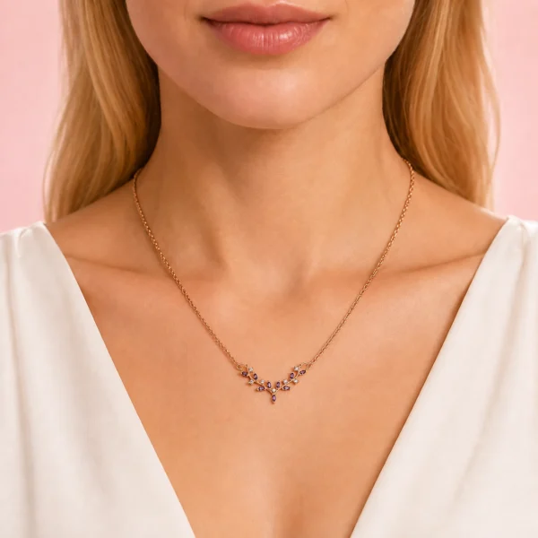 Sarmaşık Modeli Rose Altın Kaplama Gümüş Kadın Kolye Modeli