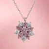 Pembe Zirkon Taşlı Çiçek Gümüş Kadın Kolye Modeli