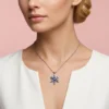 kol243 Mavi Lotus Çiçeği Gümüş Kadın Kolye Modeli
