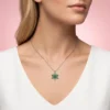 Yeşil Lotus Çiçeği Gümüş Kolye Modeli