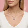 Pembe Zirkon Taşlı Çiçek Gümüş Kadın Kolye Modeli