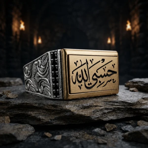 Hasbinallah Yazılı Gümüş Erkek Yüzüğü
