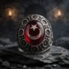 yuz832 16 Türk Devleti Ay Yıldızlı Gümüş Yüzük Modeli