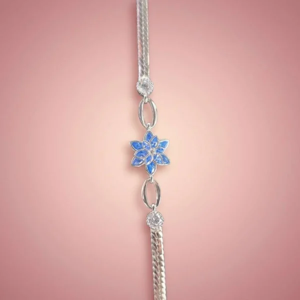 Mavi Taşlı Lotus Çiçeği Kadın Bileklik