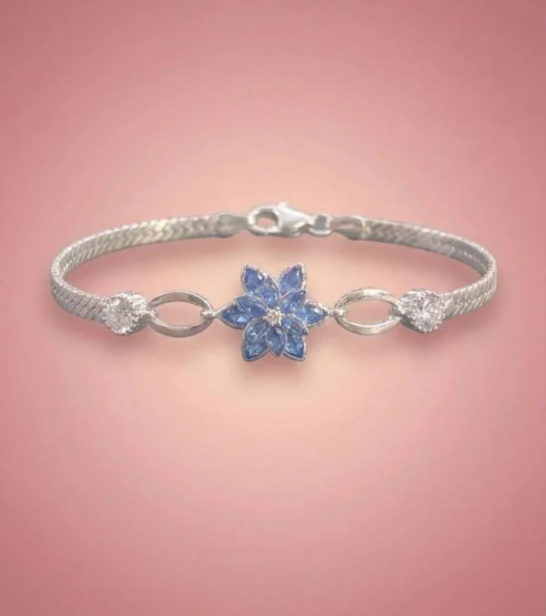 Mavi Taşlı Lotus Çiçeği Kadın Bileklik