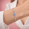 Mavi Taşlı Lotus Çiçeği Kadın Bileklik