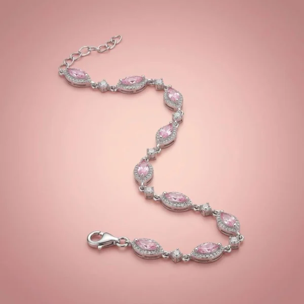 60 Pembe Zirkon Taşlı Badem Model Bayan Bileklik
