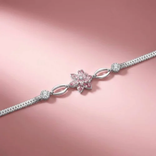 Lotus Çiçeği Pembe Zirkon Taşlı Kadın Bileklik