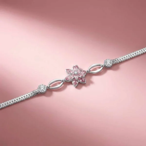 Lotus Çiçeği Pembe Zirkon Taşlı Kadın Bileklik