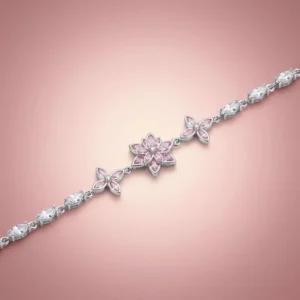 Lotus Çiçeği Pembe Zirkon Taşlı Kadın Bileklik