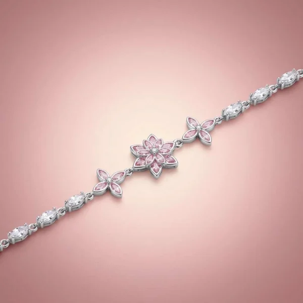Lotus Çiçeği Pembe Zirkon Taşlı Kadın Bileklik